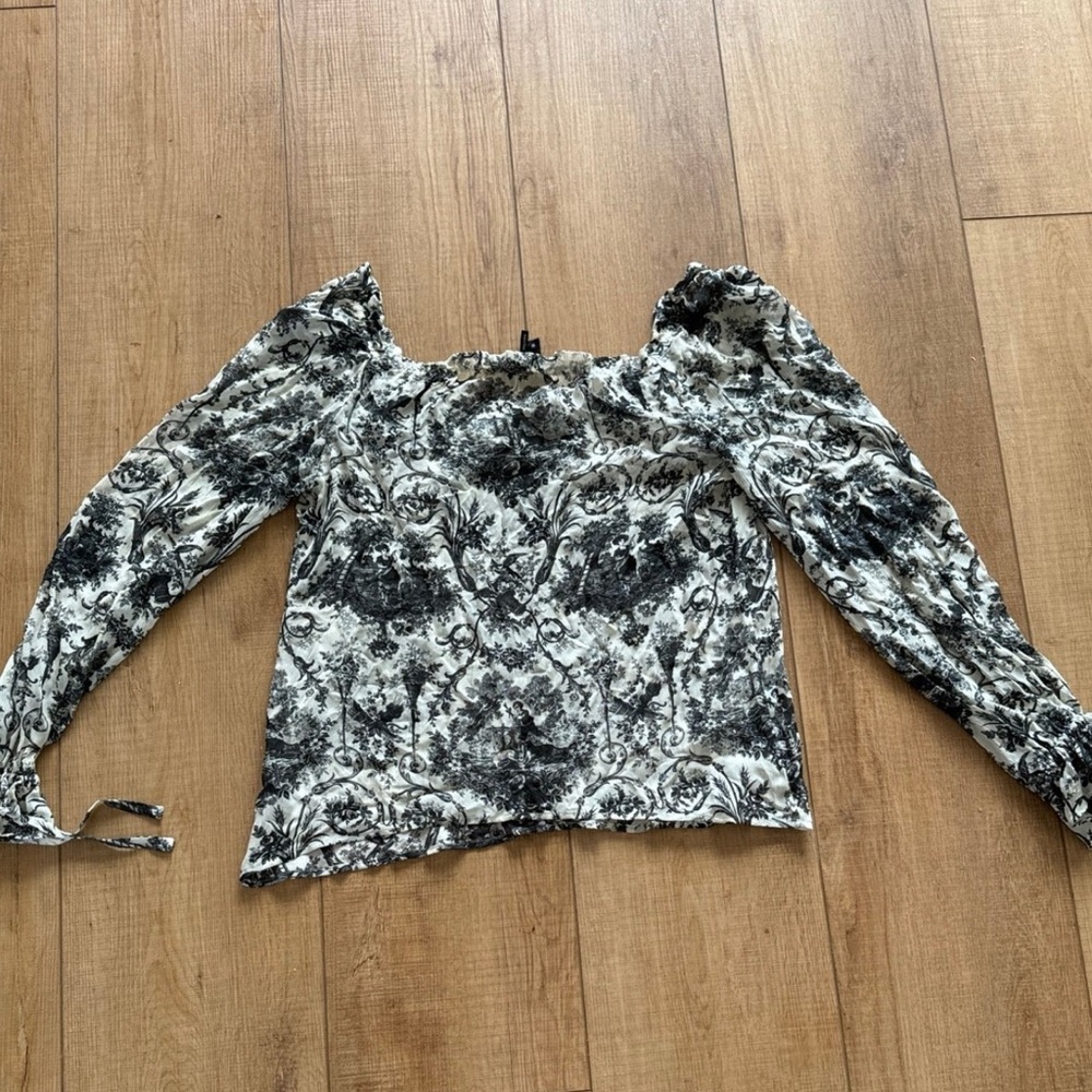 Paige 100% Silk Toile Prairie Blouse Romantic Cottagecore Top Medium - Picture 6 of 8
